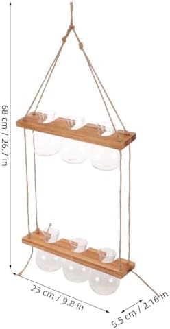 TOYANDONA Wall Hanging Plant Propagation Station, 2 Tier Wooden Vase Holder - Image 2