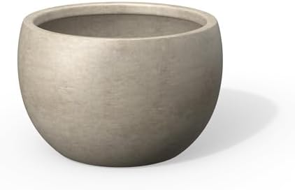 Kante Modern Home Minimalist 14.8" Dia Weathered Concrete Bowl Planter by Unknown