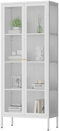 Polup 66" White Glass Display Cabinet, 3-Side Clear View for Collectibles by POLUP