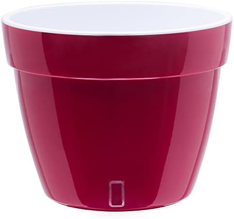 Gardenera 11.8" ASTI Self Watering Planter in RED-Pearl/White - Modern Flower Pot with Water Level Indicator for All House Plants, Flowers, Herbs, Succulents and Hanging Plants by Gardenera