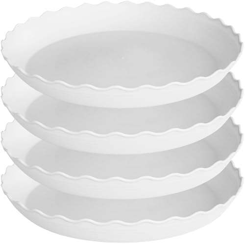 4 Pack of 16 inch Plant Saucer, Depth Large Plant Tray, Heavy Duty Plant Trays for Indoors no Holes, Plastic Pot Tray for Planter (White) by Unknown