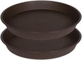 2 Pack of 16 17 inch Plant Saucer (15 inch Base), 2.3" Depth, Plant Trays for Pots, Plastic Plant Saucers for Indoors, Flower Pot Drip Trays for Planter (17", Dark Brown) by Bleuhome