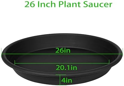 2 Pack of 25 26 inch Extra Large Plant Saucer, Extra Deep 4.2" Tray for Flower Pot, Heavy Sturdy Plant Drainage Tray for Indoors, Bird Bath Bowls, Plant Plate Water Catcher for Pots (26", Black) - Image 2