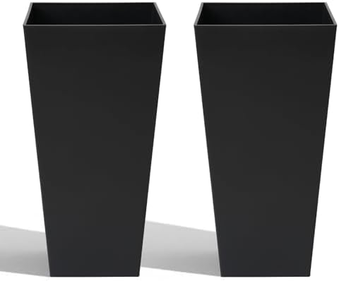 2PCS 30" Tall Planters Large Square Planter with Inner Tray,Outdoor Modern by LAFORMO