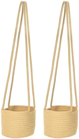 PATIKIL Hanging Planter Basket Indoor, 2 Pack Woven Macrame Plant Basket with 28" Hanging Rope for Outdoor Home Decor Storage Organizer, Brown by PATIKIL