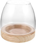 Glass Hydroponic Flower Pot with Wooden Base for Herbs and Plants, Modern Water Rooting Station with Elegant Bowl Design, for Dorm or Home Desk Plant Decor by FIXOSHEE