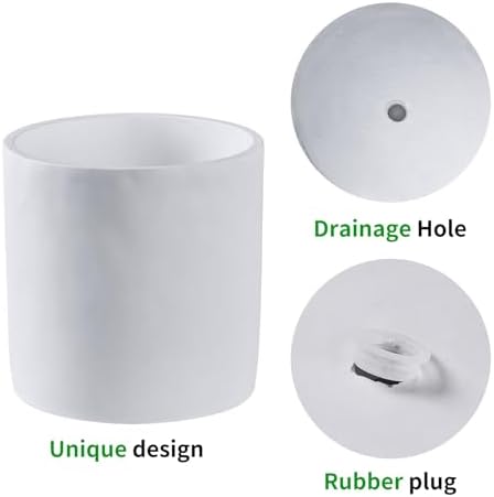 11 Inch Pot for Plants, Large Cement Planter with Drainage Hole, Mid-Century Modern Concrete Flower Pots for Home Decor, Office & Outdoor (White) - Image 4