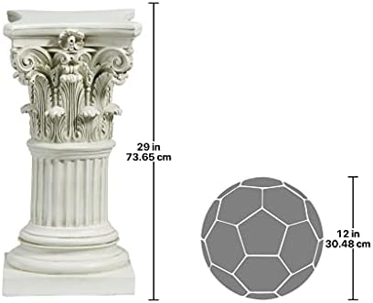 Design Toscano Corinthian Pedestal Column Plant Stand, Medium 29 Inch Tall, Cast Stone Resin, Antique Stone Finish - Image 3