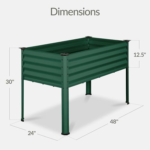 Best Choice Products 48x24x30in Galvanized Raised Garden Bed, Metal Elevated Planter Box, Vegetable Garden for Backyard, Patio, Balcony, 100% Non Toxic Materials - Dark Green - Image 2