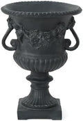 Antique Black Magnesium Oxide Urn Planter, Elegant Decorative Outdoor Garden Patio or Indoor Vase, Ready to Use, 17.3L x 17.3W x 24H Inches by Unknown