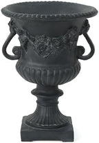 Antique Black Magnesium Oxide Urn Planter, Elegant Decorative Outdoor Garden Patio or Indoor Vase, Ready to Use, 17.3L x 17.3W x 24H Inches by Unknown