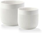Ceramic 5.2+6.5 inch Planters, Modern Home and Office Flowerpot, Indoor and Outdoor Flowerpot with Drainage Hole (White) by Puoyikt