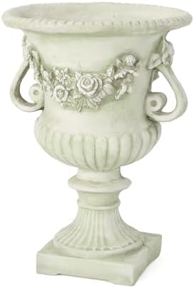 Merax 24 Inches Tall MGO Garden Urn Planter, Lightweight Concrete Decorative Outdoor Urn for Patio, Backyard & Garden, White - Image 3