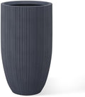 Kante Small Round Tapered Charcoal Concrete Planter 24" Tall, Outdoor by Unknown