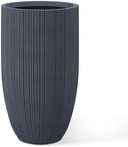 Kante Small Round Tapered Charcoal Concrete Planter 24" Tall, Outdoor by Unknown