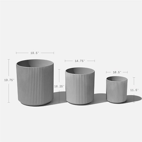 Veradek Demi Round Gray Plastic Planter Bundle (12 in. 16 in. 20 in.) DMV-BUN-C - Image 2