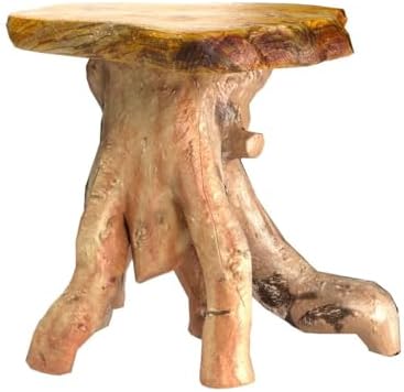 WELLAND Solid Wood Pedestal End Table, 19" H Rustic Accent Table - Image 5