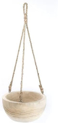 CYS EXCEL Large Wooden Hanging Planter Paulownia Wood Bowl Basket with Jute Rope for Indoor Plants Succulents by CYSEXCEL%C2%AE