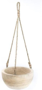 CYS EXCEL Large Wooden Hanging Planter Paulownia Wood Bowl Basket with Jute Rope for Indoor Plants Succulents by CYSEXCEL%C2%AE