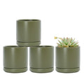 D'vine Dev 4-Pack Ceramic Pots with Saucers, Olive, 3.5 in, 94-X-A-0 by DvineDevPlanterPotsandStand