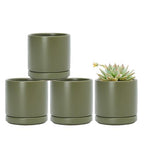 D'vine Dev 4-Pack Ceramic Pots with Saucers, Olive, 3.5 in, 94-X-A-0 by DvineDevPlanterPotsandStand