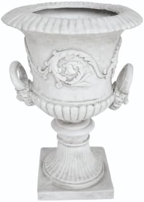 Garden Urn Planter Outdoor Lagre Flower Pot Vintage Urn Plant Container for Front Porch, Patio, Garden & Indoor Use, White - Image 2