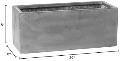 Modern Rectangle Balcony Window Cement Gray Planter Box Elegant Rectangular 8" H x 8" W x 20" L Flower Pot - Image 6