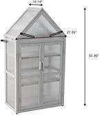 Cold Frame Greenhouse, Small Wood Greenhouses, Mini Polycarbonate Green House with Adjustable Roof, 2 Adjustable and Removable Shelves for Outdoors, Indoors Plant, Flower, Vegetable - Image 5