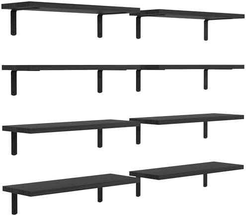 DOLLFIO Floating Wall Shelves, Decor & Storage, Black, 16.5'', 8Pcs by DOLLFIO