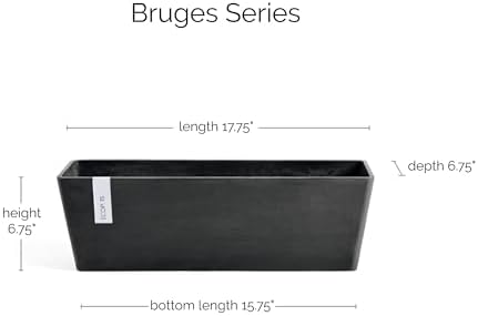 Ecopots Bruges Rectangular Flower Planter, Dark Grey, 17.75" - Image 2
