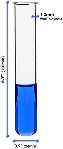 EISCO 24PK Test Tubes, 50ml - Borosilicate 3.3 Glass - 1.2mm Thick Walls, Beaded Rim - Superior Heat & Chemical Durability - 5.9" Tall, 1" Diameter - Image 2