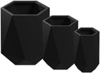 Beuta Large Poly Planters for Outdoor Plants - Set of 3, 15.5/18/20 Inches Outdoor Planters for Porch - Tall Planter for Outdoor & Indoor Plants | Large Indoor Plant Pot- USA Made - Black by Beuta