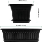 HAKZEON 6 Pack 17 Inches Plastic Flower Box Planters with Trays, Countryside Flower Window Boxes with 30 Plant Labels, Black Rectangular Vegetable Planters for Windowsill, Porch, Balcony, Garden - Image 2