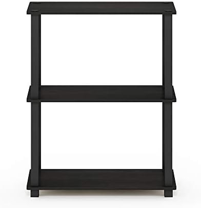 Furinno TURN-S-TUBE Storage Shelves, 3-Tier Book Shelf, Corner Shelf, Toolless Open Shelves, for Organization and Storage, Living Room, Garage, Home Office, Espresso - Image 6