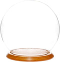 Plymor 7.5" x 8.5" Glass Display Dome Globe Cloche (Oak Veneer Base) by Plymor