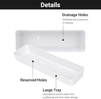 GREANER Long Window Boxes Planters, 6 Pack 16x3.8 Inch Vegetable Box Pot with Tray, Indoor Succulent Cactus Flowers Plastic Rectangle Pot for Balcony, Office, Garden, Outdoor, Windowsill - White - Image 3