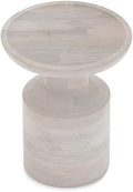 SIMPLIHOME Haynes 16" Wide Solid Wood Round End Table in White Wash by SimpliHome