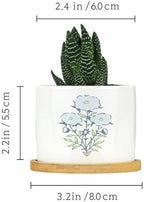 Mughal Flower Ceramic Planters Light Blue Flower Flower Pots for Indoor Plants with Drainage Holes and Saucers Pot for Outdoor Garden Home Plant - Image 2