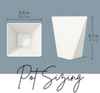 CZ Grain Modern White Geometric Tapered Planter | Minimalist Design for Succulents, Herbs & Small Plants | Hostess, Holiday or Coworker Gift | Indoor Flower Pot | Designer Aesthetic 6.6"x8.3" (3) - Image 2