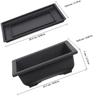 Rectangular Bonsai Planter Set, 3 Plastic Pots with Drainage Tray - Image 2