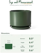 LE TAUCI 8 Inch Plant Pot, Ceramic Pots for Plants, Forest Green - Image 5