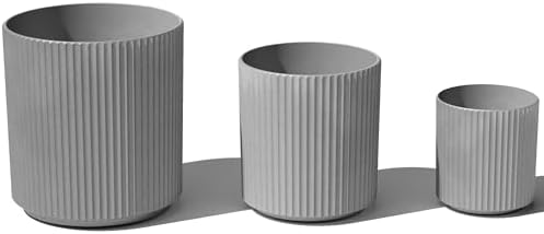 Veradek Demi Round Gray Plastic Planter Bundle (12 in. 16 in. 20 in.) DMV-BUN-C by VeradekOutdoor