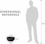 Kante Small Round Shallow Black Concrete Planter 14.6" Dia, Outdoor - Image 7