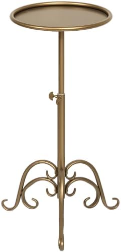 Adjustable-Height Metal Martini Cocktail Table, Vintage Bronze Small Round Drink Table with Decor Iron Legs, Antique Gold Pedestal Side Table for Small Spaces Bedroom Living Room by FASNAHOK