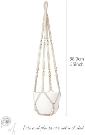 Mkono Macrame Plant Hanger Indoor Hanging Planter and Ceiling Hooks, Indoor Outdoor Boho Home DecorCeiling Hooks - Image 4