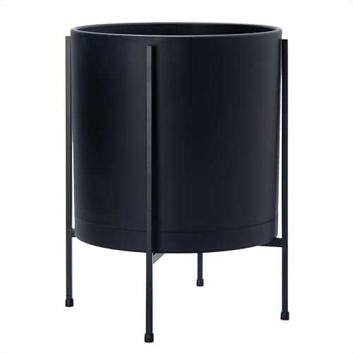 D'vine Dev Plastic Planter Pot with Metal Stand, Black, 14 in, 55-D-B-4 by DvineDevPlanterPotsandStand