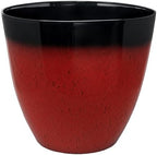 Garden Elements Silhouette Planter, Red & Black, 15in - Indoor/Outdoor Tall Round Flower Pot with Smooth Finish and Contemporary Color Accent by GardenElements