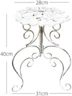 Outdoor Cast Iron Flower Stand, Heavy Duty Cast Iron Potted Plant Stand,Garden Potting Bench Table,Round Potted Plant Stand Rack,Decorative Flower Pot Holder,for Home Garden,White,Large - Image 2