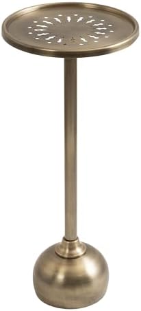 Kate and Laurel Miki Modern Pedestal Drink Table; 10 x 10 x 23; Antique Brass; Decorative Accent Patio Table for Use as Plant Stand Indoors or Outdoors or as a Living Room Martini Table by KateandLaurel