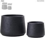 Olly & Rose Copenhagen Matt Black Ceramic Plant Pot Set of 2-9" and 6" Ceramic Cement Planters for Indoor & Outdoors Textured Effect - Large & Medium Plant Pots - Image 5